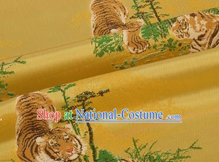 Chinese Traditional Tigers Pattern Design Silk Fabric Golden Brocade Tang Suit Fabric Material