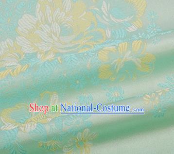 Chinese Traditional Peony Pattern Design Silk Fabric Green Brocade Tang Suit Fabric Material