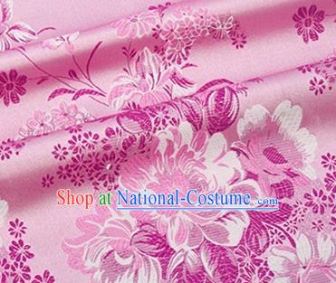 Chinese Traditional Peony Pattern Design Silk Fabric Pink Brocade Tang Suit Fabric Material