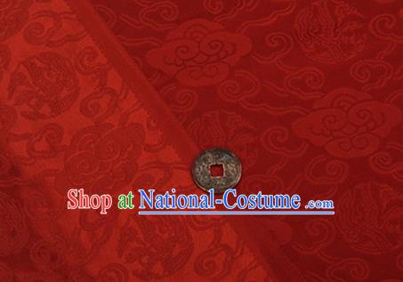 Chinese Traditional Clouds Pattern Design Silk Fabric Red Brocade Tang Suit Fabric Material