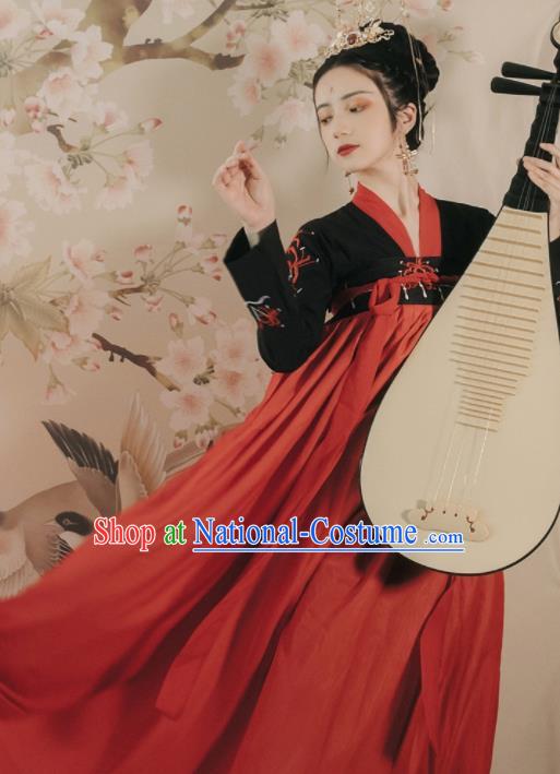 Ancient Chinese Tang Dynasty Historical Costume Traditional Court Lady Embroidered Hanfu Dress for Women