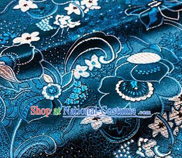 Chinese Traditional Pattern Design Peacock Blue Brocade Silk Fabric Tang Suit Fabric Material