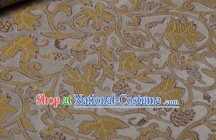 Chinese Traditional Grape Leaf Pattern Design White Brocade Hanfu Silk Fabric Tang Suit Fabric Material