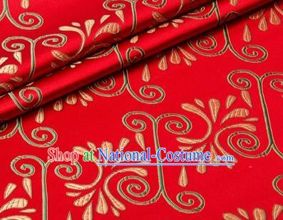 Chinese Traditional Pattern Design Red Brocade Wedding Hanfu Silk Fabric Tang Suit Fabric Material