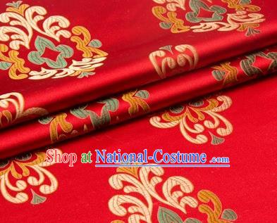 Chinese Traditional Totem Pattern Design Red Brocade Wedding Hanfu Silk Fabric Tang Suit Fabric Material