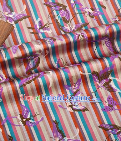 Chinese Traditional Purple Butterfly Pattern Design Brocade Silk Fabric Tang Suit Fabric Material