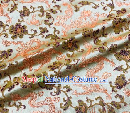 Chinese Traditional Red Dragons Pattern Design Brocade Hanfu Silk Fabric Tang Suit Fabric Material