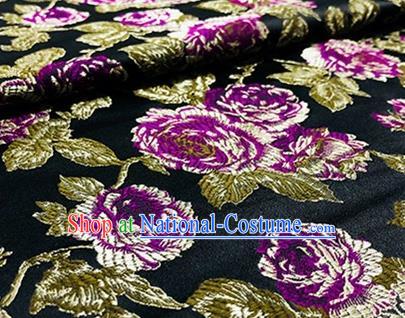 Chinese Traditional Purple Peony Pattern Design Brocade Hanfu Silk Fabric Tang Suit Fabric Material