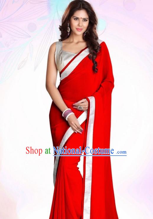 Indian Traditional Royal Princess Red Sari Dress Asian India Bollywood Embroidered Costume for Women