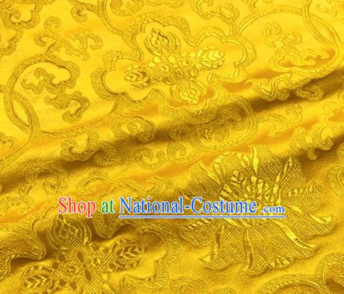 Chinese Traditional Lotus Pattern Design Golden Brocade Hanfu Silk Fabric Tang Suit Fabric Material