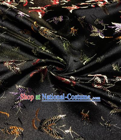 Chinese Traditional Butterfly Pattern Design Black Brocade Hanfu Silk Fabric Tang Suit Fabric Material