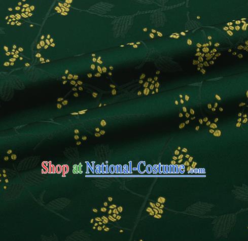 Chinese Traditional Hanfu Silk Fabric Pattern Design Deep Green Brocade Tang Suit Fabric Material