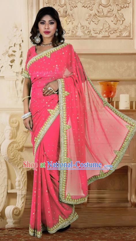 Indian Traditional Court Pink Sari Dress Asian India Bollywood Royal Princess Costume for Women