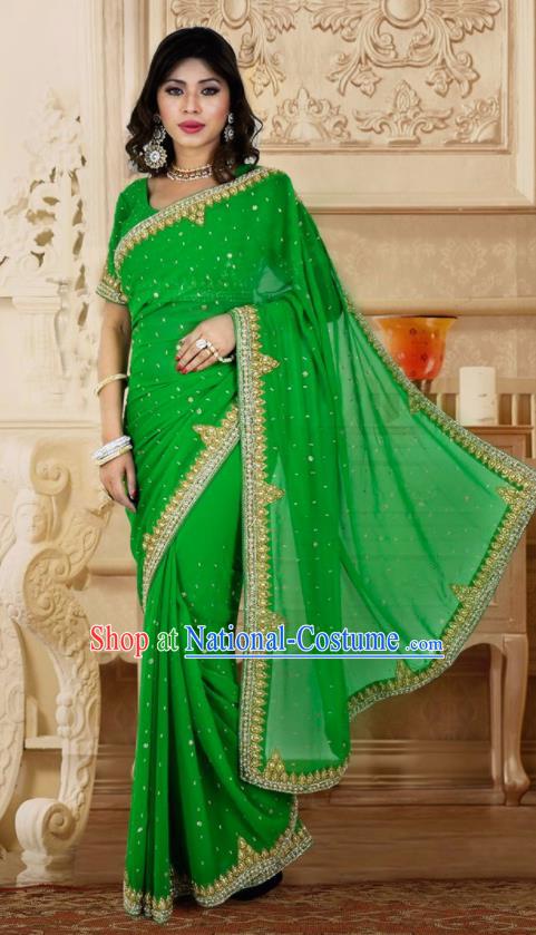 Indian Traditional Court Green Sari Dress Asian India Bollywood Royal Princess Costume for Women