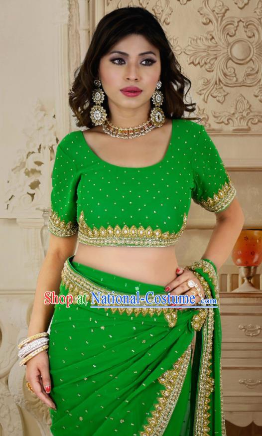 Indian Traditional Court Green Sari Dress Asian India Bollywood Royal Princess Costume for Women