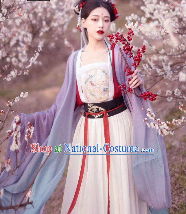 Chinese Ancient Imperial Consort Historical Costume Traditional Song Dynasty Court Embroidered Hanfu Dress for Women