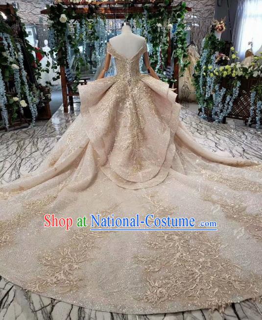 Top Grade Customize Embroidered Pink Trailing Full Dress Court Princess Waltz Dance Costume for Women