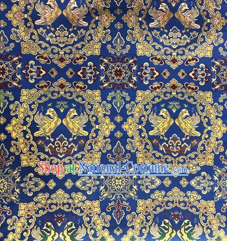 Chinese Traditional Pattern Design Silk Fabric Royalblue Brocade Tang Suit Drapery Material