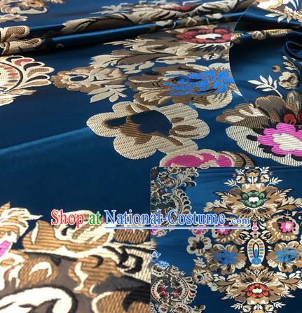 Chinese Traditional Hanfu Silk Fabric Classical Pattern Design Navy Nanjing Brocade Tang Suit Fabric Material