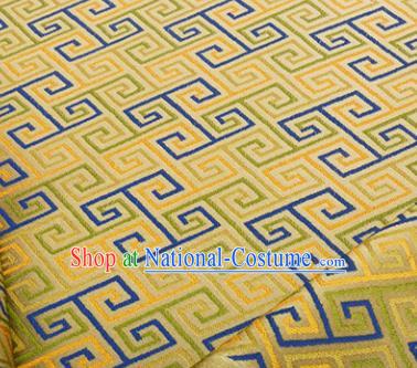 Chinese Traditional Svastika Pattern Design Silk Fabric Yellow Song Brocade Tang Suit Drapery Material