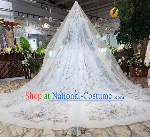 Top Grade Customize Catwalks Embroidered Blue Full Dress Court Princess Waltz Dance Costume for Women