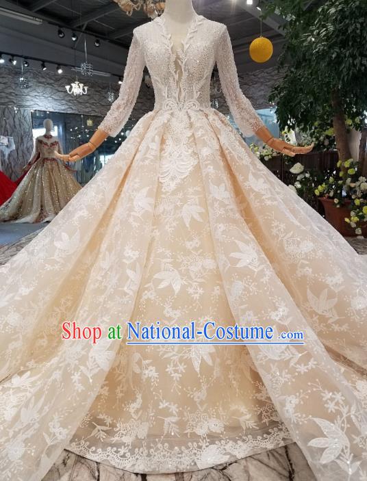 Customize Handmade Princess Trailing Dress Wedding Court Bride Costume for Women