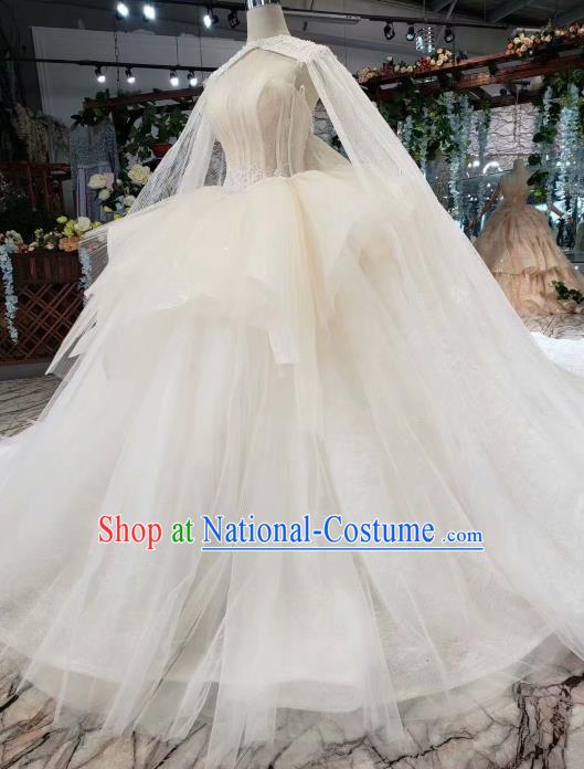 Handmade Customize Princess Embroidered Trailing Wedding Dress Court Bride Costume for Women