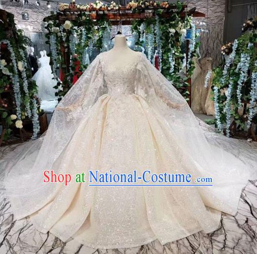 Handmade Customize Princess Trailing Wedding Dress Court Bride Embroidered Costume for Women