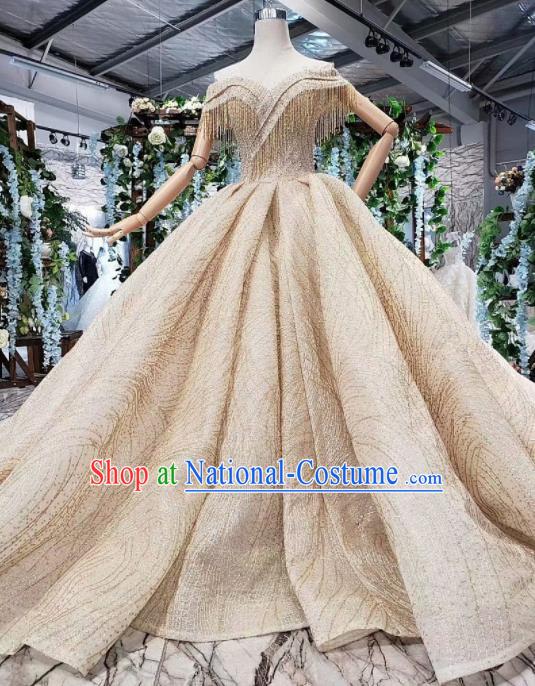 Handmade Customize Princess Trailing Tassel Wedding Dress Court Bride Embroidered Costume for Women