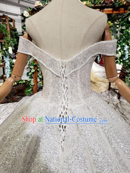 Handmade Customize Princess Diamante Trailing Wedding Dress Court Bride Embroidered Costume for Women