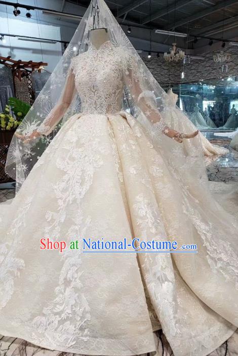 Handmade Customize Princess Lace Wedding Mullet Dress Court Bride Embroidered Costume for Women