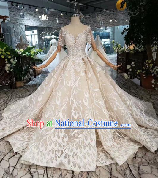 Handmade Customize Princess Embroidered Wedding Mullet Dress Court Bride Costume for Women