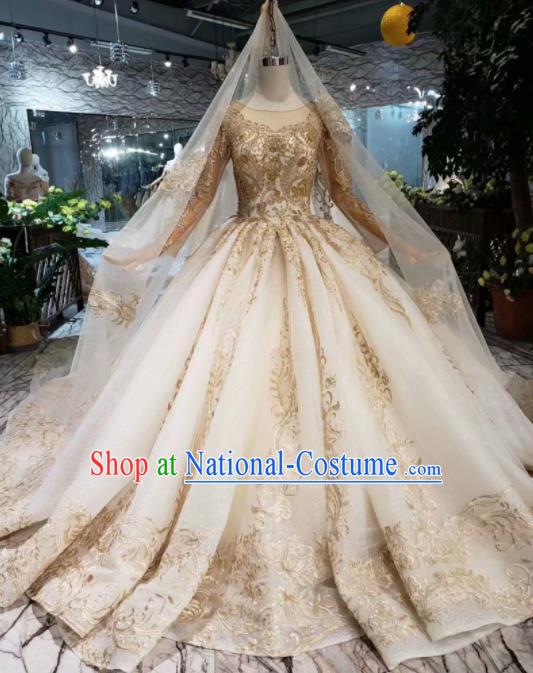 Handmade Customize Wedding Princess Embroidered Mullet Dress Court Bride Costume for Women