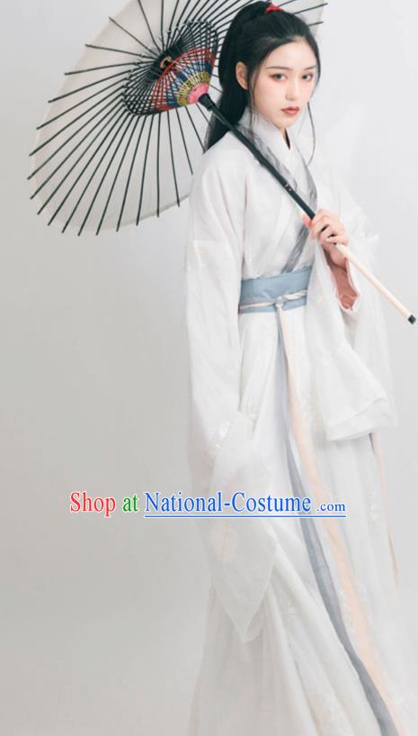 Asian Chinese Jin Dynasty Court Historical Costume Ancient Swordswoman Traditional Hanfu Dress for Women