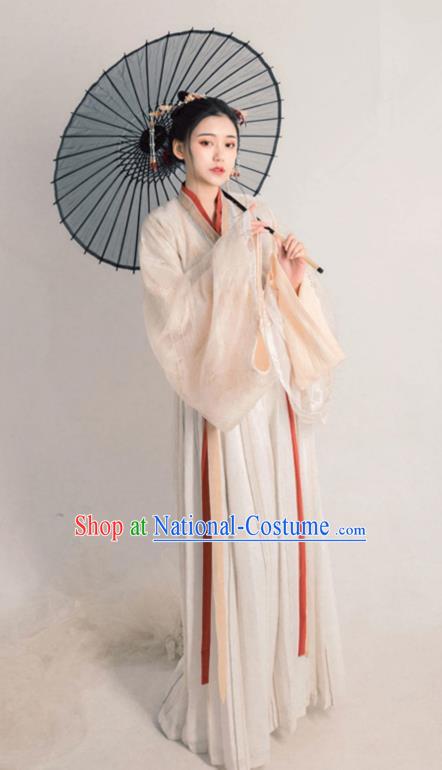 Asian Chinese Jin Dynasty Court Lady Historical Costume Ancient Royal Princess Traditional Hanfu Dress for Women