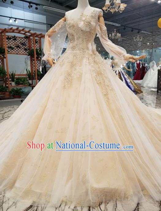 Top Grade Customize Modern Fancywork Trailing Full Dress Court Princess Waltz Dance Costume for Women