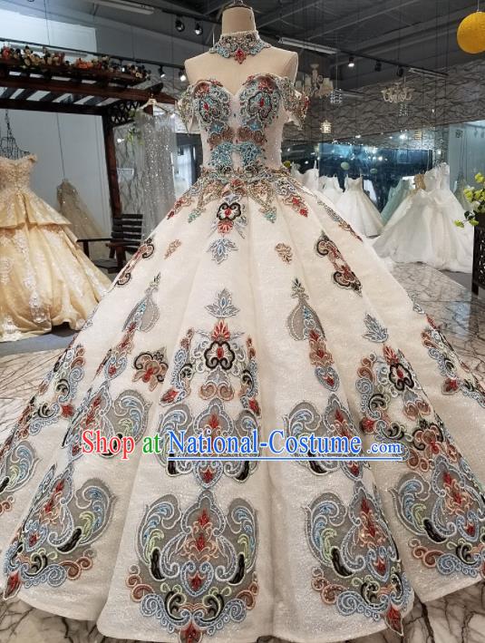 Top Grade Full Dress Customize Modern Fancywork Princess Waltz Dance Costume for Women