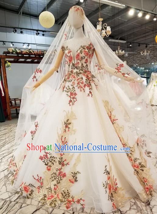 Top Grade Modern Fancywork Court Embroidered Full Dress Customize Princess Waltz Dance Costume for Women