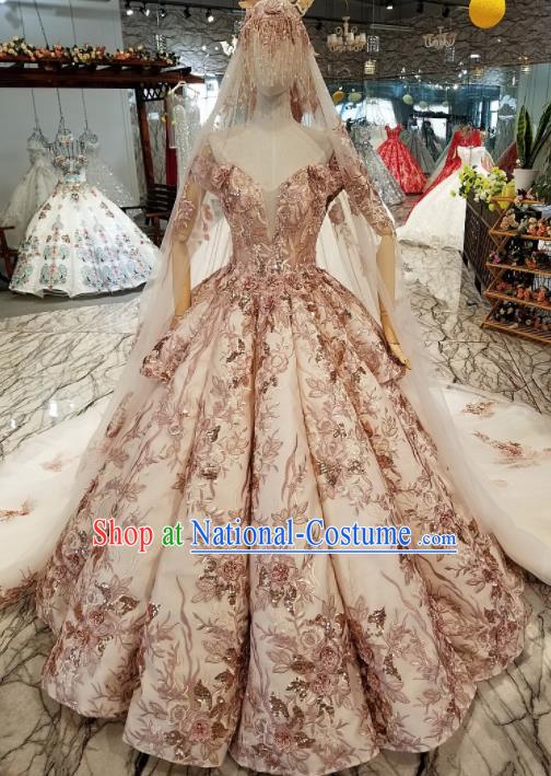 Top Grade Modern Fancywork Court Embroidered Luxury Full Dress Customize Princess Waltz Dance Costume for Women