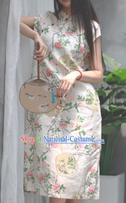 Chinese Traditional National Costume Printing Qipao Dress Tang Suit Cheongsam for Women