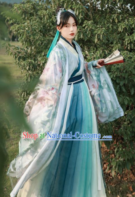 Asian Chinese Jin Dynasty Historical Costume Ancient Female Swordsman Traditional Hanfu Dress for Women