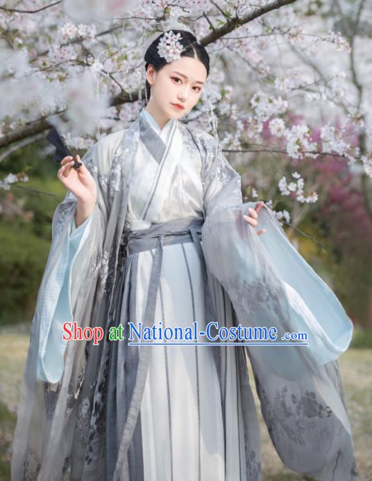 Asian Chinese Jin Dynasty Female Swordsman Historical Costume Ancient Court Princess Traditional Hanfu Dress for Women