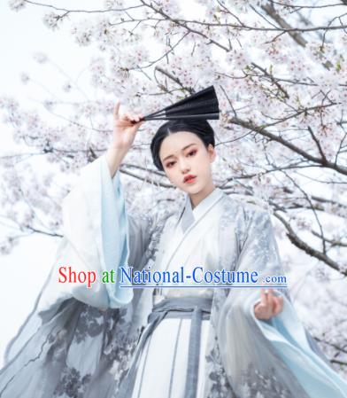 Asian Chinese Jin Dynasty Female Swordsman Historical Costume Ancient Court Princess Traditional Hanfu Dress for Women