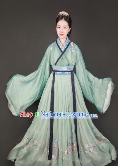 Traditional Chinese Jin Dynasty Imperial Princess Embroidered Hanfu Dress Ancient Drama Palace Lady Historical Costume for Women