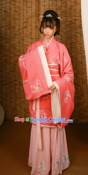 Traditional Chinese Han Dynasty Palace Princess Embroidered Hanfu Dress Ancient Drama Court Historical Costume for Women