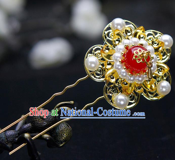 China Ancient Princess Golden Plum Blossom Hairpins Chinese Traditional Hanfu Hair Accessories for Women