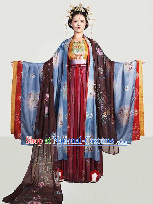 Traditional Chinese Tang Dynasty Queen Embroidered Hanfu Dress Ancient Drama Court Empress Historical Costume for Women