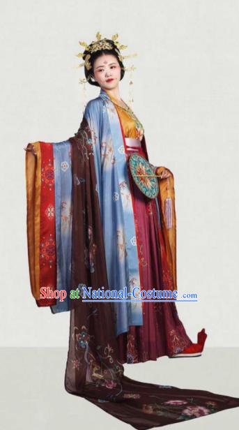 Traditional Chinese Tang Dynasty Queen Embroidered Hanfu Dress Ancient Drama Court Empress Historical Costume for Women