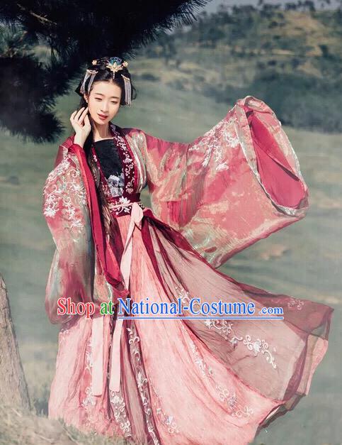 Traditional Chinese Jin Dynasty Empress Embroidered Hanfu Dress Ancient Drama Court Princess Historical Costume for Women