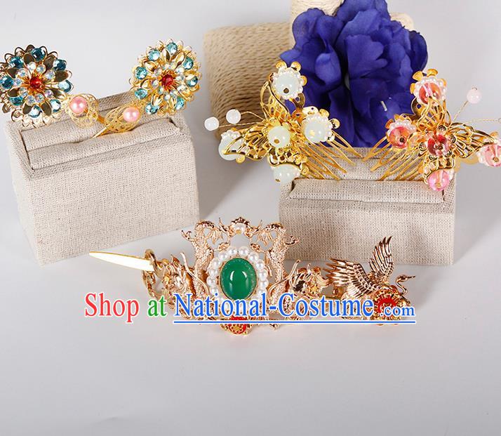 China Ancient Princess Hairpins Chinese Traditional Hanfu Tang Dynasty Hair Comb Hair Accessories for Women